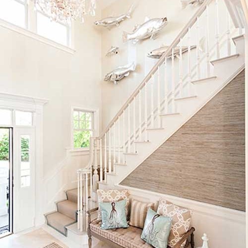 stairs with seaside design and sitting bench in Mashpee MA