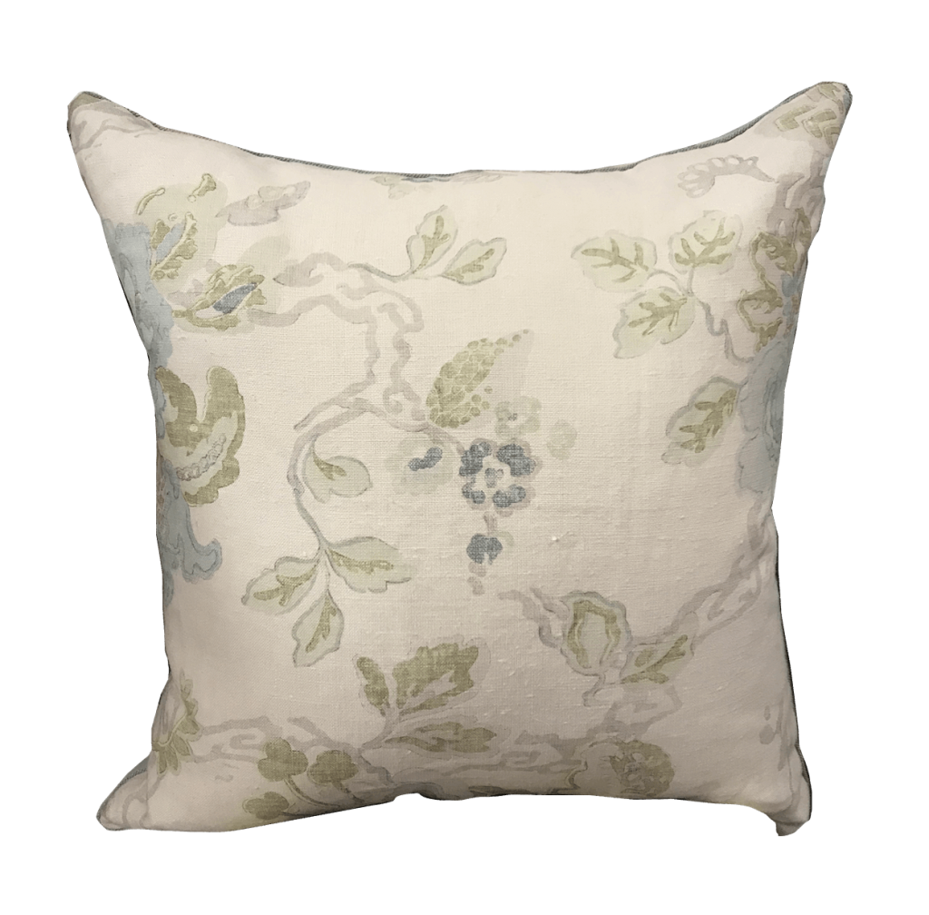 Cream and Green Floral Pillows - Casabella Interiors