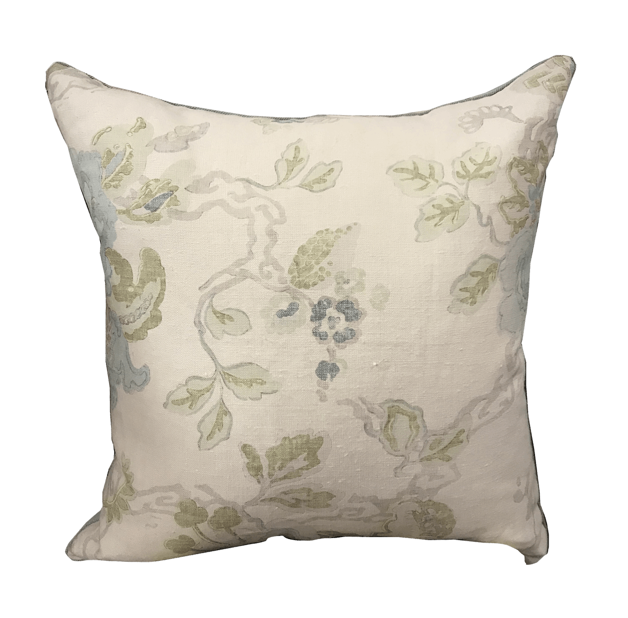 Cream and Green Floral Pillows - Casabella Interiors